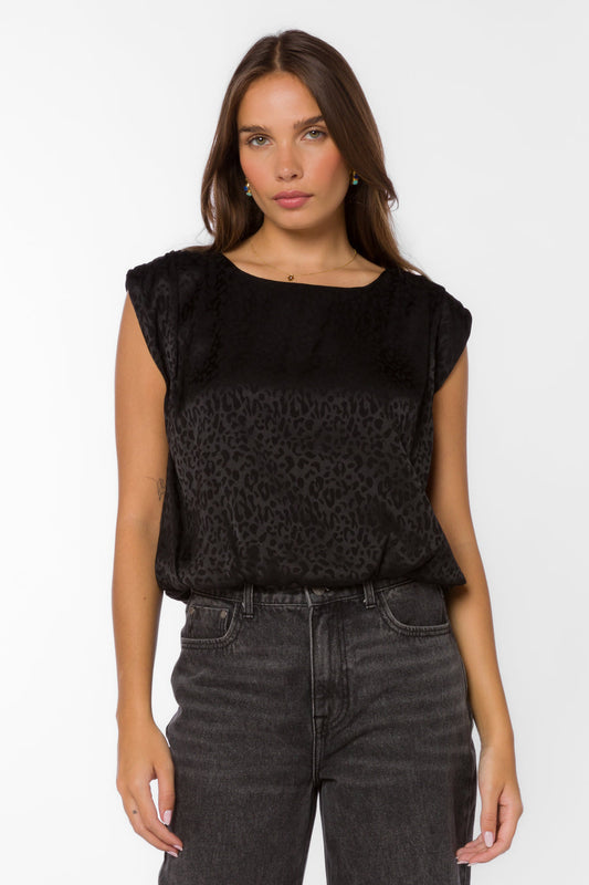 The Zinnia Black Leopard Top